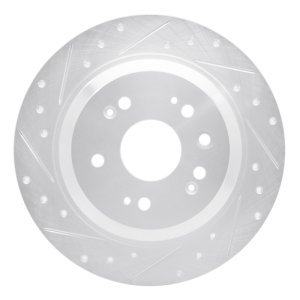 Honda CrossTOUR Brake Rotor (1) - Rear Left - R1 Concepts - Drilled & Slotted - Silver - `10-`15